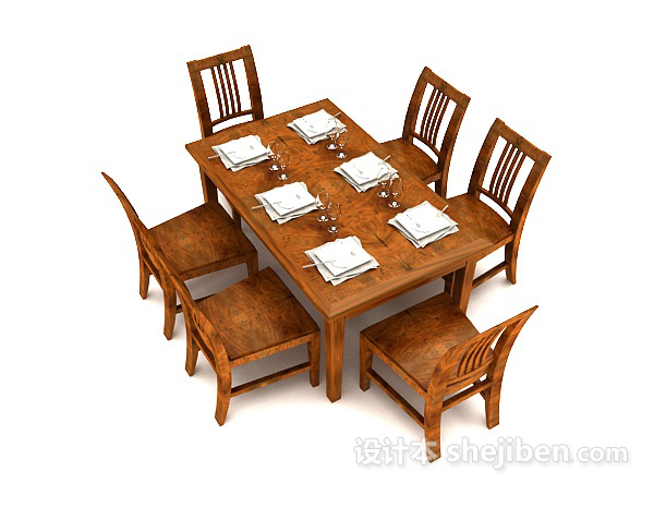 田园风格田园风格家居餐桌3d模型下载