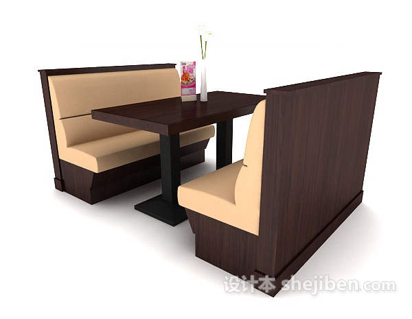 免费餐馆沙发桌椅组合3d模型下载