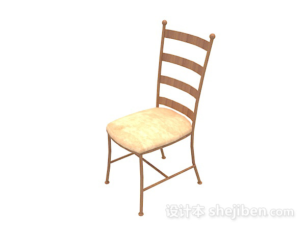 黄色简约餐椅3d模型下载