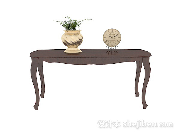 欧式风格欧式装饰棕色边桌3d模型下载