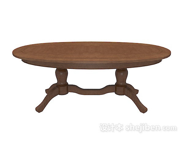 其它美式椭圆餐桌3d模型下载