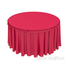 圆形红布餐桌3d模型下载