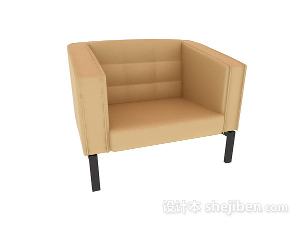 免费黄色单人休闲椅子3d模型下载