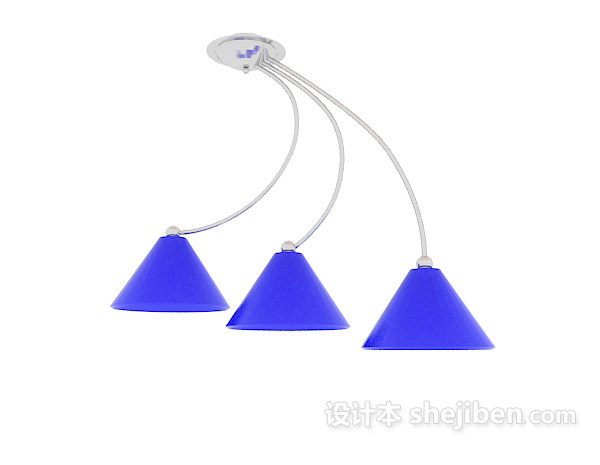 现代蓝色吊灯3d模型下载