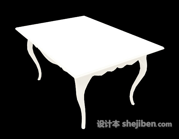 白色欧式餐桌3d模型下载