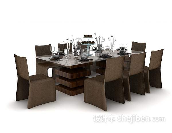 免费精致欧式家居餐桌3d模型下载