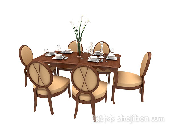 欧式风格简欧家居风格餐桌3d模型下载