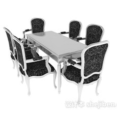 浅色餐桌椅3d模型下载