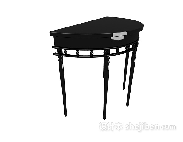黑色中式边桌3d模型下载