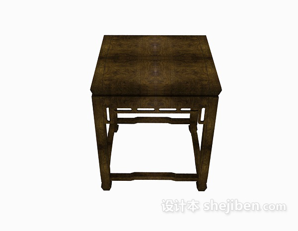 中式风格中式棕色实木边桌3d模型下载