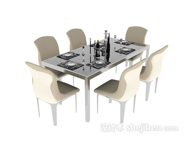 现代简约六人餐桌
