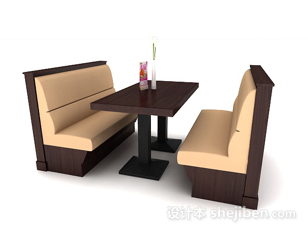 餐馆沙发桌椅组合3d模型下载