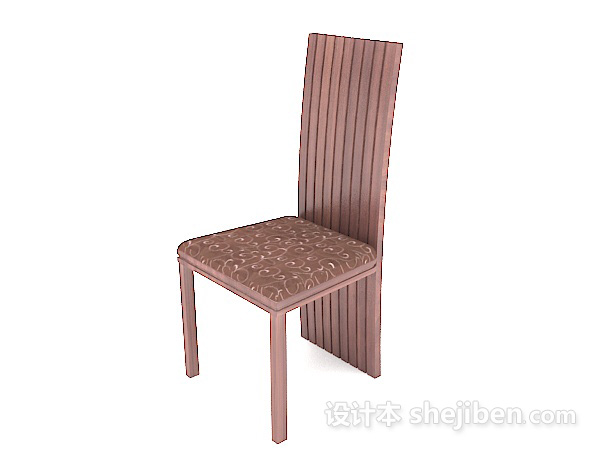 棕色高靠背餐椅3d模型下载
