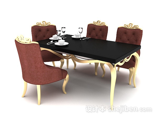 欧式高级餐桌3d模型下载