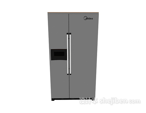 现代风格黑色双开门冰箱3d模型下载