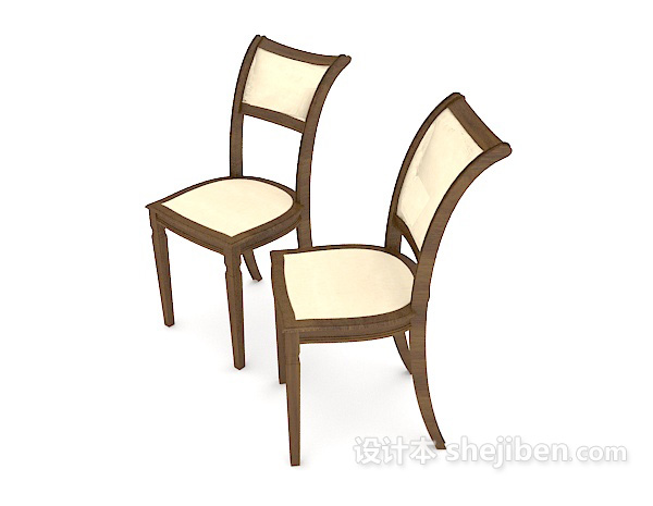 欧式极简约餐椅3d模型下载