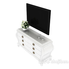 白色边柜、电视柜3d模型下载