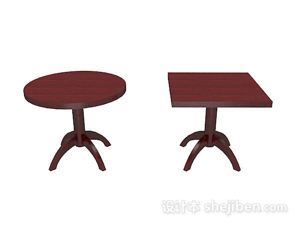 现代风格红木边桌茶几3d模型下载