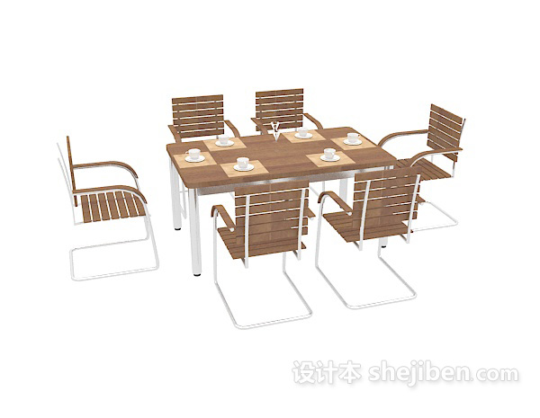现代餐厅餐桌3d模型下载
