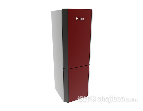 免费红色海尔冰箱3d模型下载