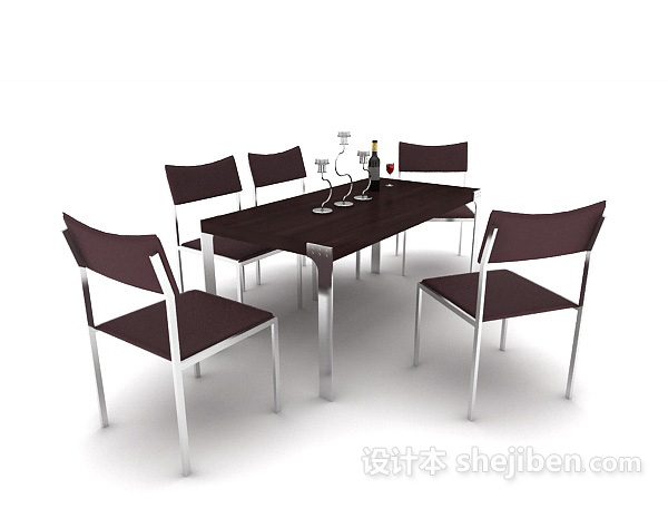 家居简约餐桌椅3d模型下载