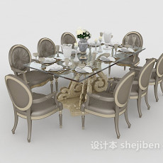 欧式时尚家居餐桌3d模型下载