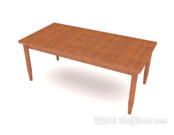 免费黄色简约实木餐桌3d模型下载