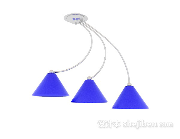 现代风格现代蓝色吊灯3d模型下载