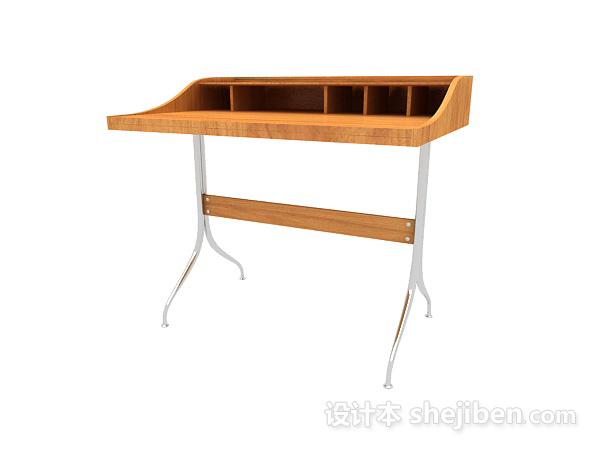 现代风格黄色实木书桌3d模型下载