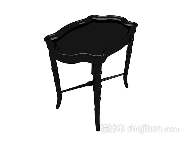 黑色花边边桌3d模型下载