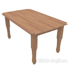 欧式实木简约餐桌3d模型下载
