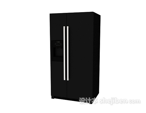 免费黑色冰箱冰柜3d模型下载
