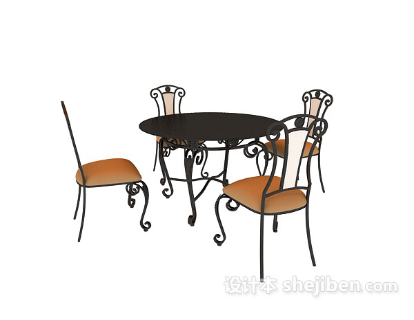 欧式风格欧式铁艺餐桌3d模型下载