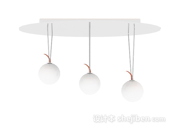 现代风格白色球形吊灯3d模型下载