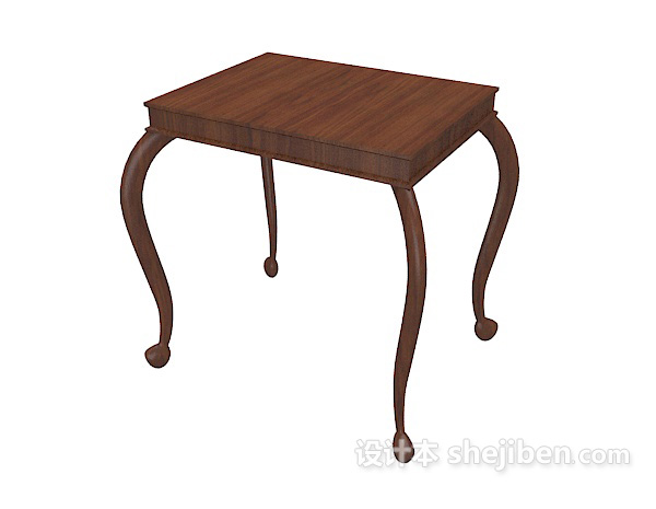 免费实木棕色边桌3d模型下载