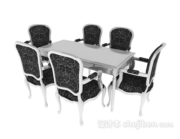 免费浅色餐桌椅3d模型下载