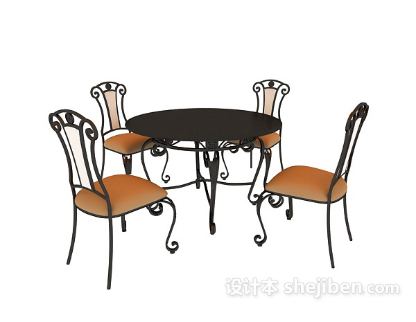 免费欧式铁艺餐桌3d模型下载