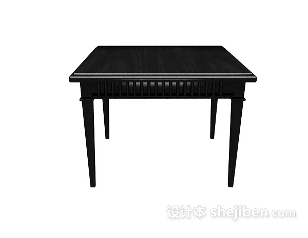 东南亚风格黑色家居实木餐桌3d模型下载