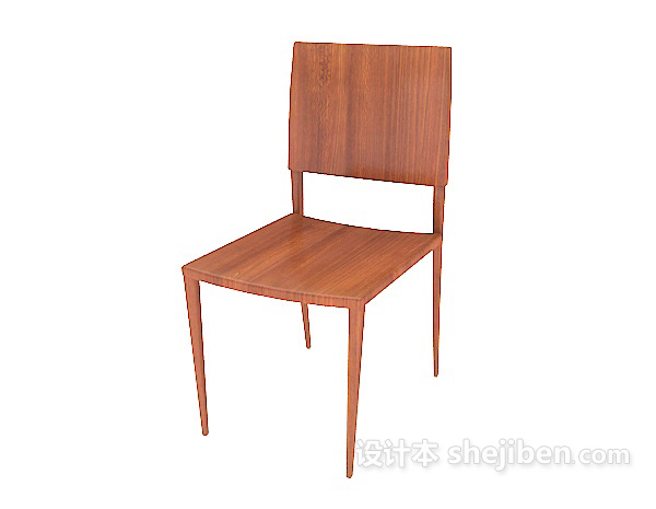 免费现代棕色实木餐椅3d模型下载