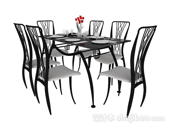 免费时尚现代简约餐桌3d模型下载