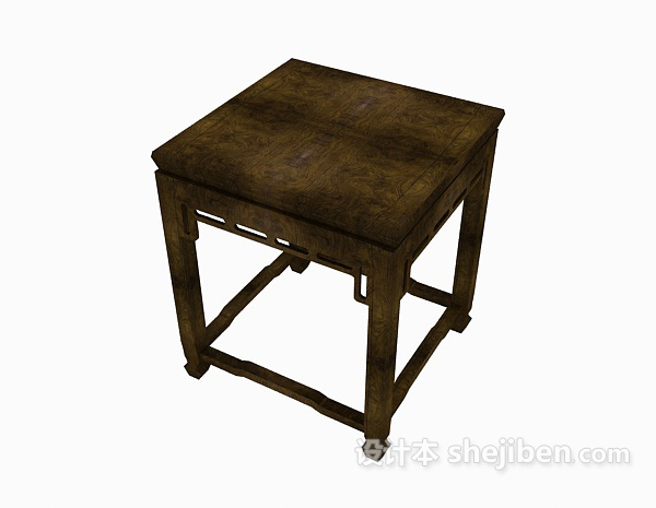 免费中式棕色实木边桌3d模型下载