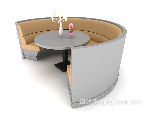 圆形餐厅桌椅组合
