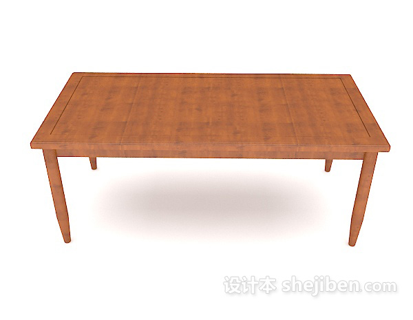 现代风格黄色简约实木餐桌3d模型下载
