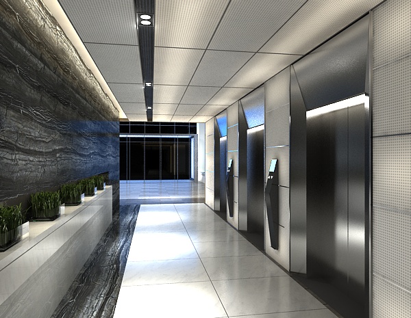 3现代电梯走廊模型