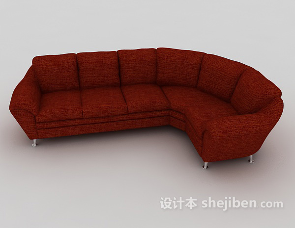 现代风格家居红色简约沙发3d模型下载