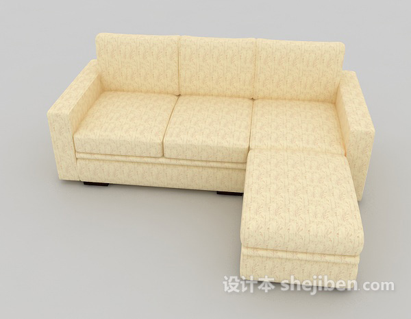 免费家庭浅色多人沙发3d模型下载