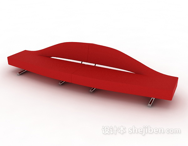 红色个性多人沙发3d模型下载