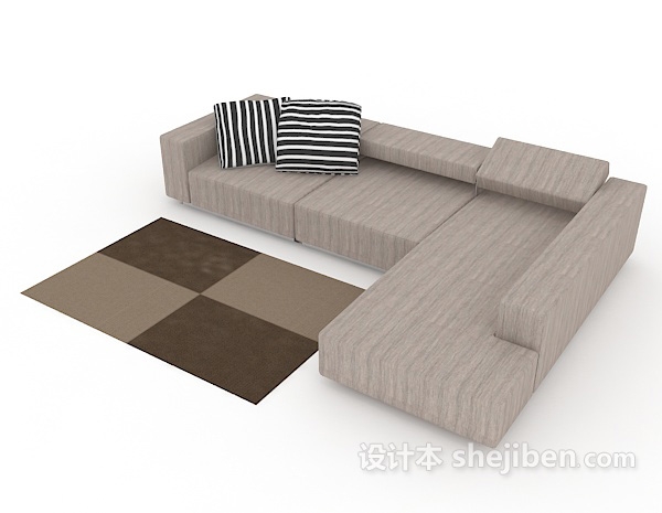 免费简约浅色沙发3d模型下载