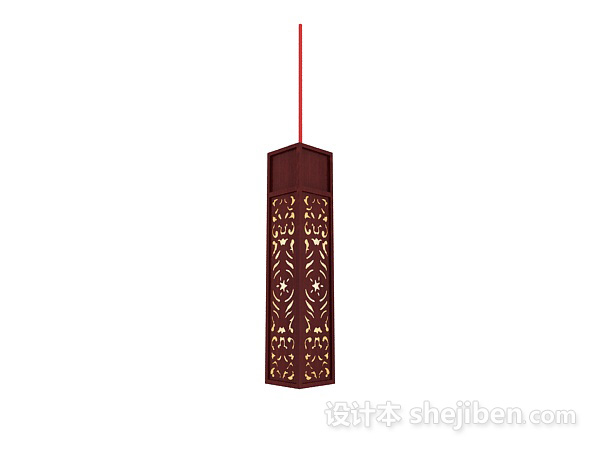 中式风格中式红木吊灯3d模型下载