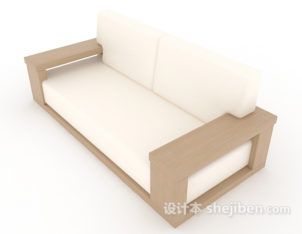 设计本简约实木沙发3d模型下载